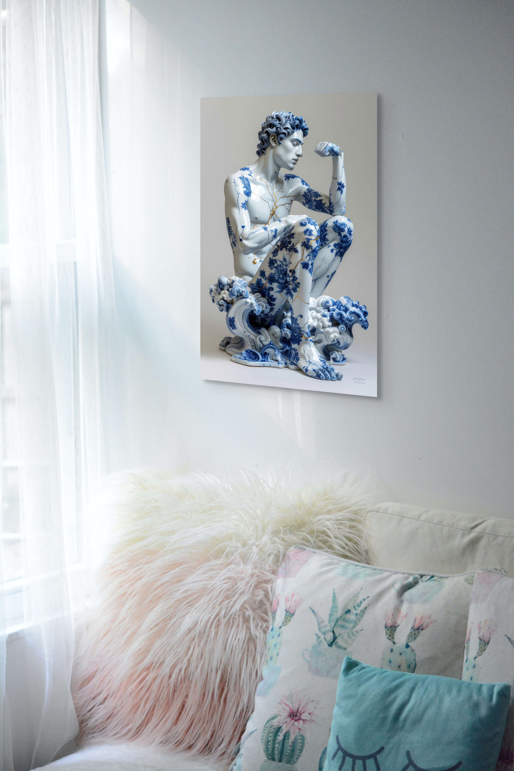 Skullbloom fotografisch statement kunstwerk van Zeus in luxe interieur