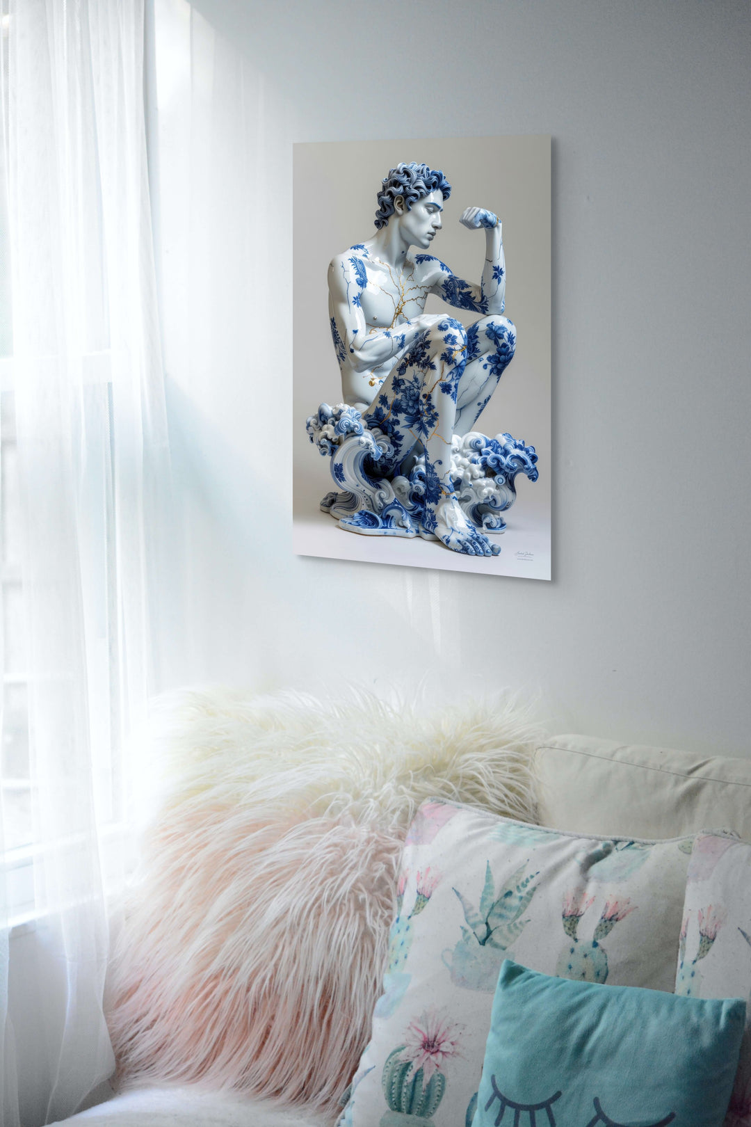 Skullbloom fotografisch statement kunstwerk van Zeus in luxe interieur