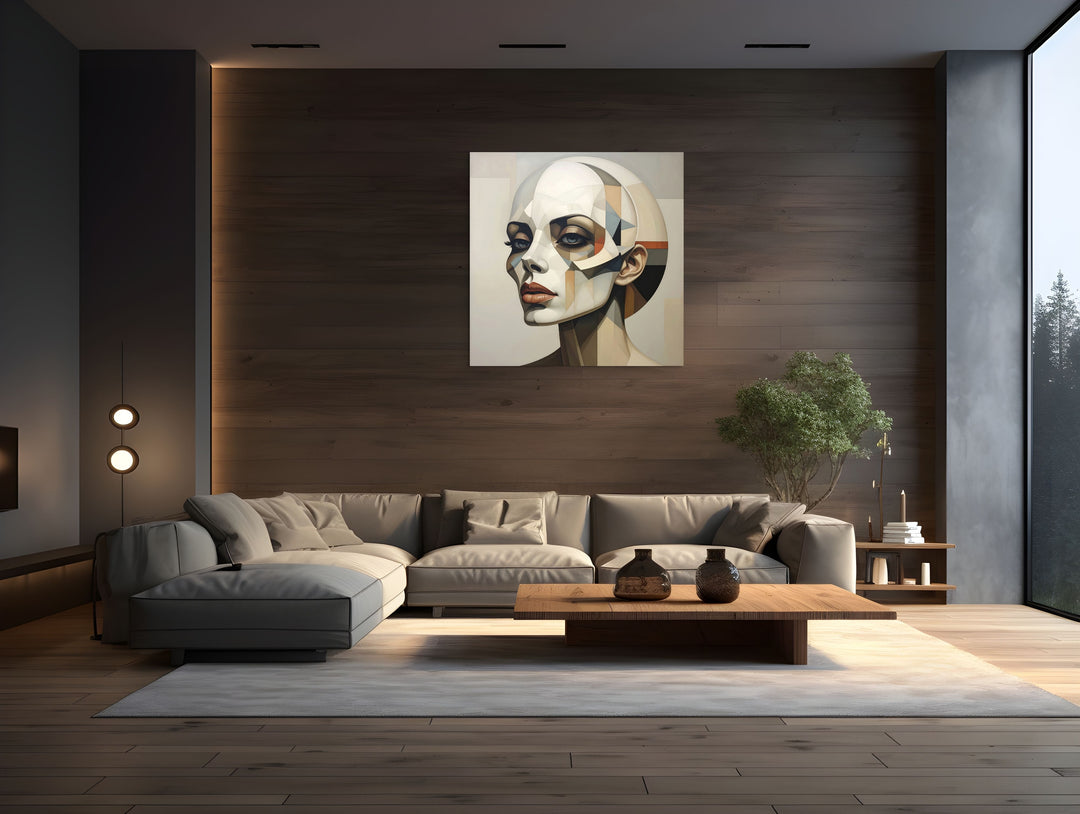 Veil kunstwerk op Silver Plated Mirror in modern interieur