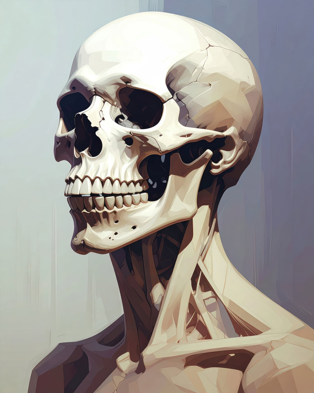 Monumentaal abstract portret Veil VI op Silver Plated Mirror als statement art