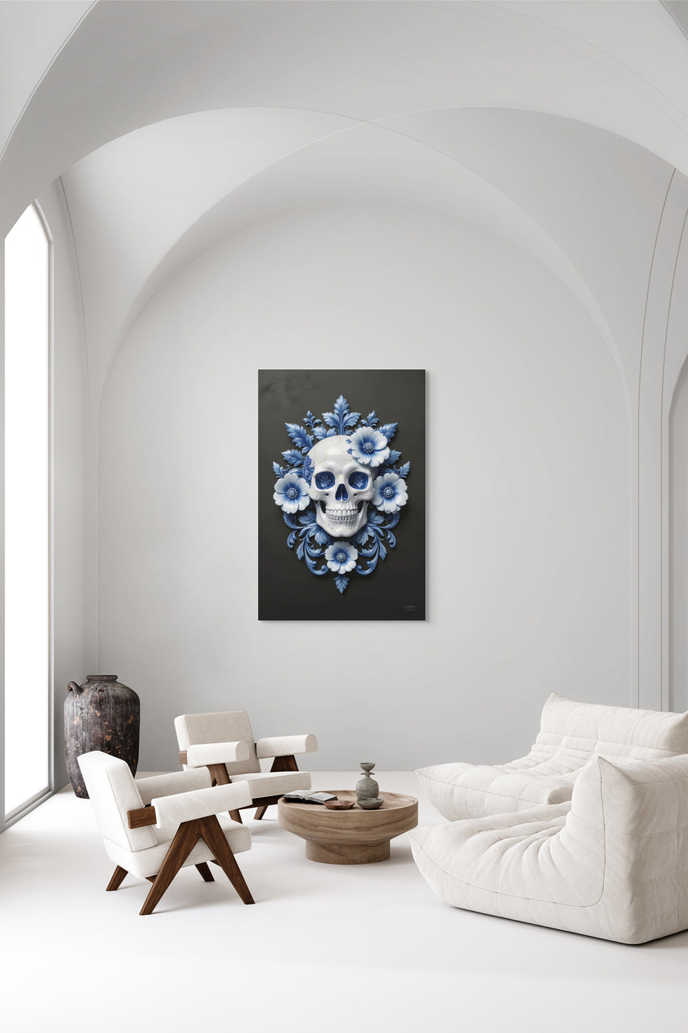 Skullbloom ornament kunst als statement in interieur hotel villa bungalow