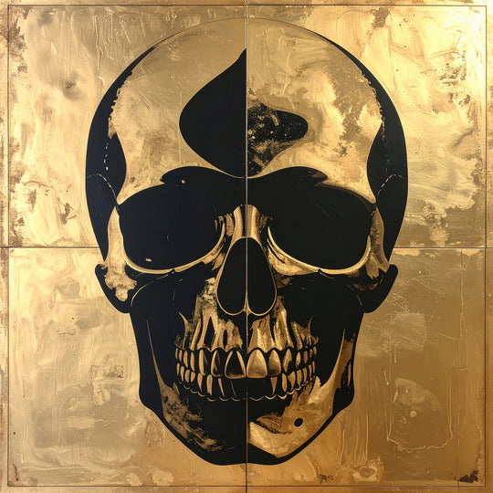 Symmetrische schedel in zwart, goud en zilver, ICON III Skullman