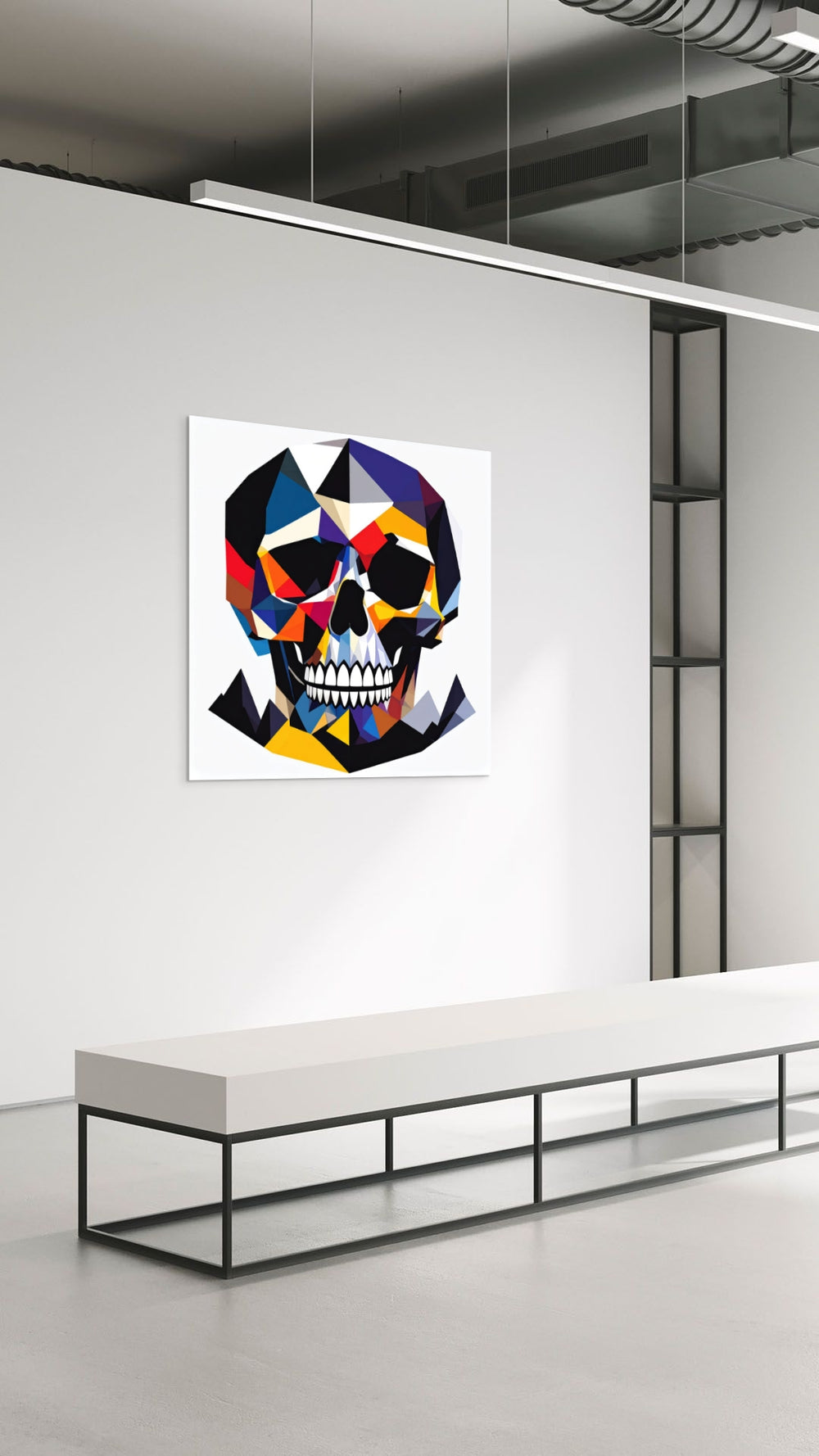 Prismata skull statement piece in modern interieur